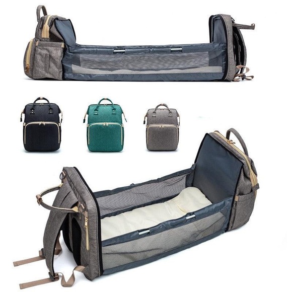 BabiesRUs Handbags - Mommy Bed Backpack with USB Charging and stroller straps
